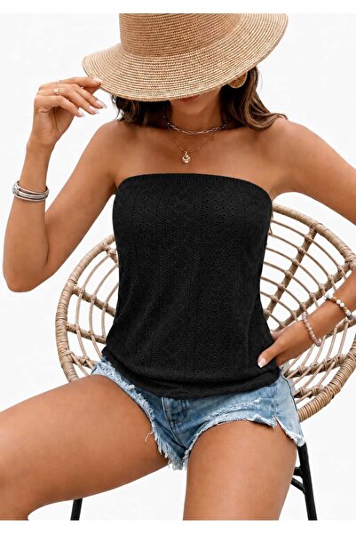 CASUALSTYLE Фисто Детайлна еластична гъвкава блуза без презрамки