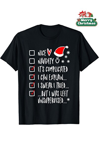 yiou trendy clothing تي شيرت عيد الميلاد المرح بتصميم "قائمة الأطفال الصادقين...