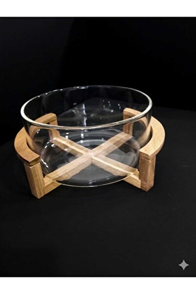 balsa group Borosilicate Acacia Footed Presentation and Salad Bowl 20*10 cm B...