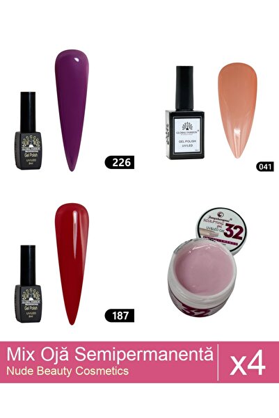 Makeup Set Mix 4 produse Nail Oja: Oja semipermanenta BLACK ELITE, Global Fas...