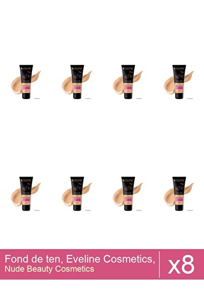Makeup Set 8x Fond de ten, Eveline Cosmetics, Selfie Time 2 in 1, 04 , 30ml