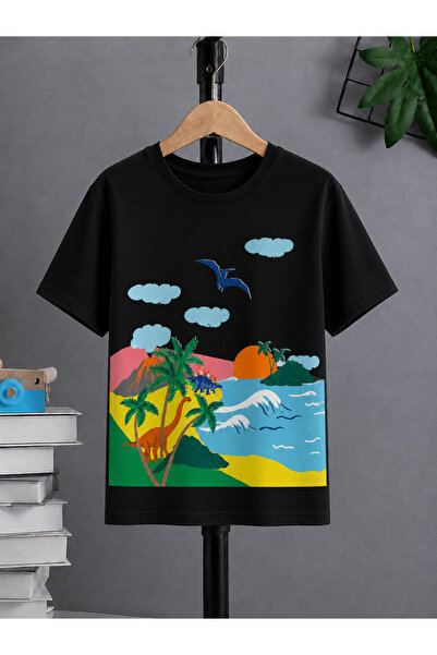 VODEXA Tricou oversize unisex cu imprimeu COAST, 100% bumbac, croială confort...