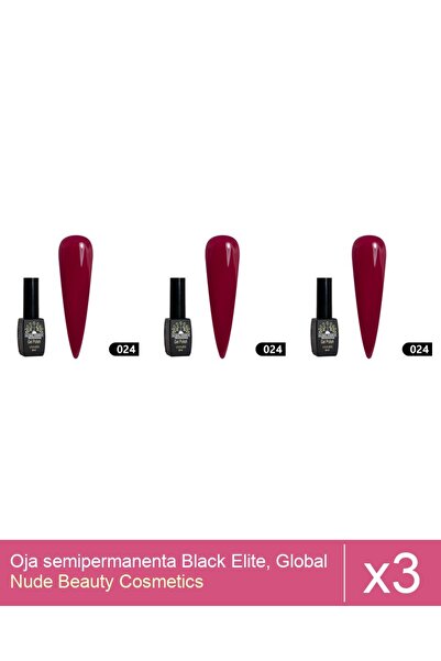 Makeup Set 3x Oja semipermanenta Black Elite, Global Fashion 8 ml,024