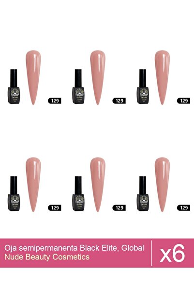 Makeup Set 6x Oja semipermanenta Black Elite, Global Fashion 8 ml,129