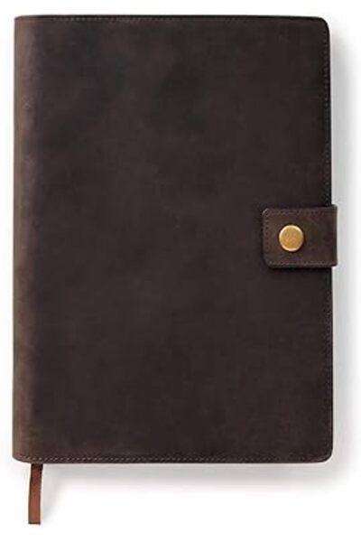 CASE ELEGANCE Full-grain luxury leather journal cover, refillable with A5 lin...