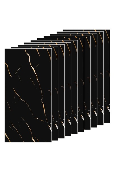 Velaris Premium Black Marble Peel-and-Stick Wallpaper 30x60 cm with Gold Vein...