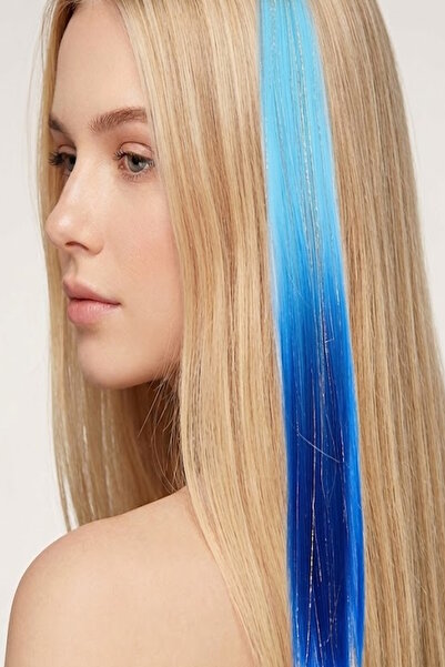 CAŞ DEKORASYON Blue Color Glittered Side Hairpiece (50 cm)