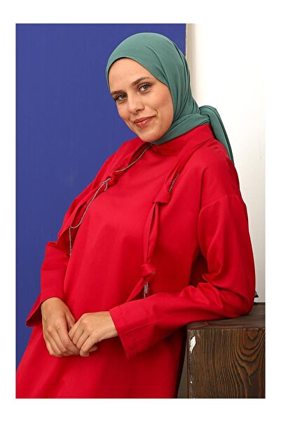 LC Waikiki NEVAVM سترة طويلة بسلسلة حمراء مربوطة عند الرقبة