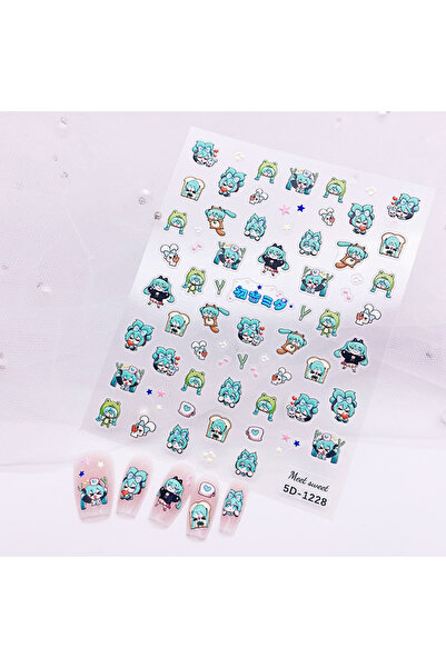 choice2 5D-1228 5D Anime Hatsune Miku Embossed Nail Stickers Nail Charms Nail...