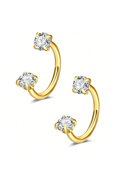 Choice4 C-shaped and spiral Face 18G 1.0x8mm Nose Rings & Studs Style 2 2PCS ...