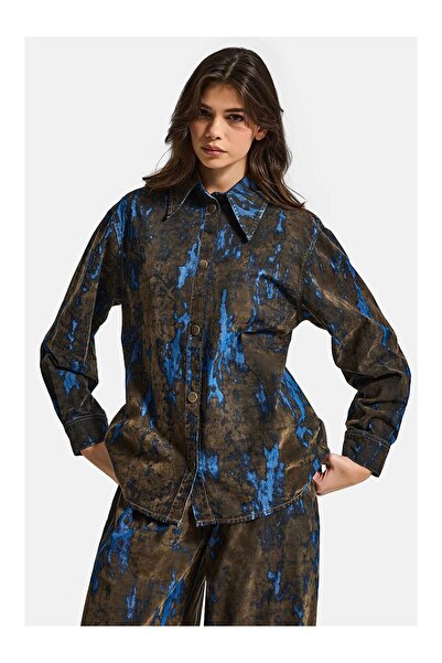 LC Waikiki Nevavm Farkıyla Women's Coffee Blue 1S6-15 Oversize Special Flock ...
