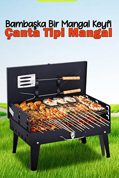 EFSANE KAMP Portatif Katlanır Mangal Çanta Tipi Barbekü Kamp Piknik Balkon Ba...