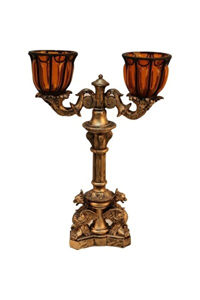 Goliat Candle holder, Goliat, 2 arms, gold/orange