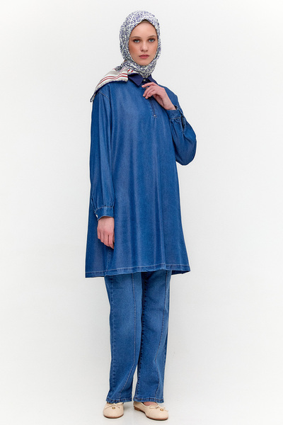 Setrms Kapüşonlu Taş Nakışlı Oversize Tunik