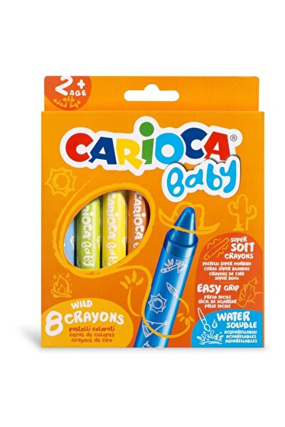 carioca Wax crayons, round, water-soluble, 8 colors/box, Baby Wild Crayons 2+