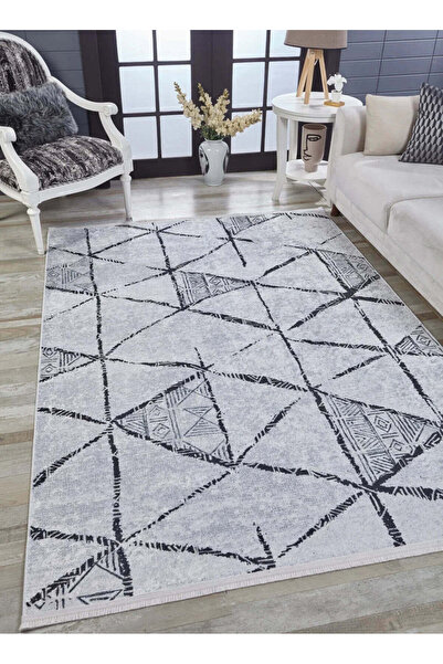 halinet Halı.Net White Modern Washable Non-Slip Living Room Carpet Haln-Hln1733
