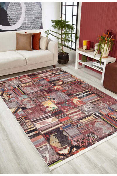 halinet Halı.Net Multi-Colored Ethnic Bohemian Washable Non-Slip Living Room ...