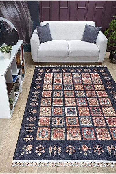 halinet Halı.Net Black Modern Washable Non-Slip Living Room Carpet Haln-Hln5063