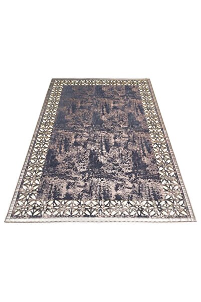 halinet سجادة غرفة المعيشة القابلة للغسل من Halı.Net Anthracite Vintage Eco-b...