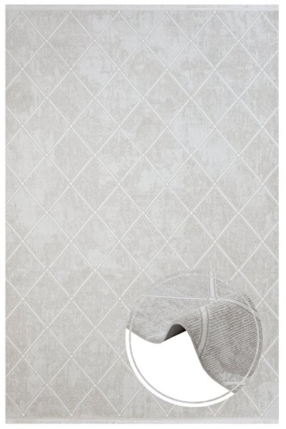 halinet Halı.Net White Modern Washable Non-Slip Living Room Carpet Nxs-Melang...