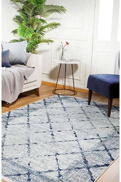 halinet Halı.Net Blue Vintage Antique Washable Non-Slip Living Room Carpet Ha...