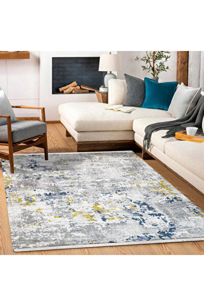 halinet Halı.Net Blue Modern Washable Non-Slip Living Room Carpet Cr-Londra-1...