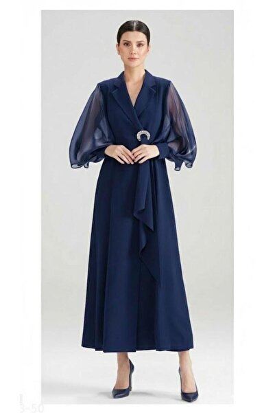CLIO Kollari Chiffon Long Jacket Suit