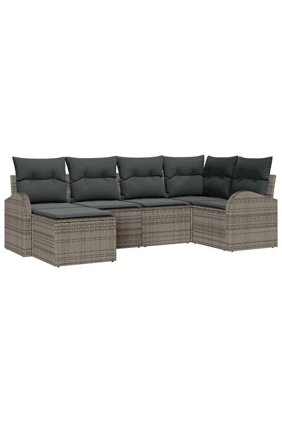 vidaxl Set de canapea cu perna cu depozitare 6 pcs Gri poliratan