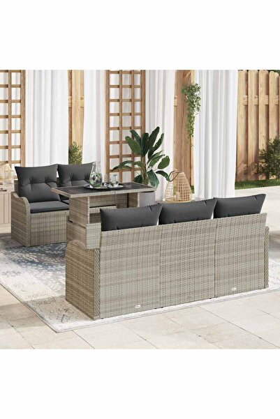 vidaxl Set de canapele pentru gradina 6 pcs Gri deschis poliratan