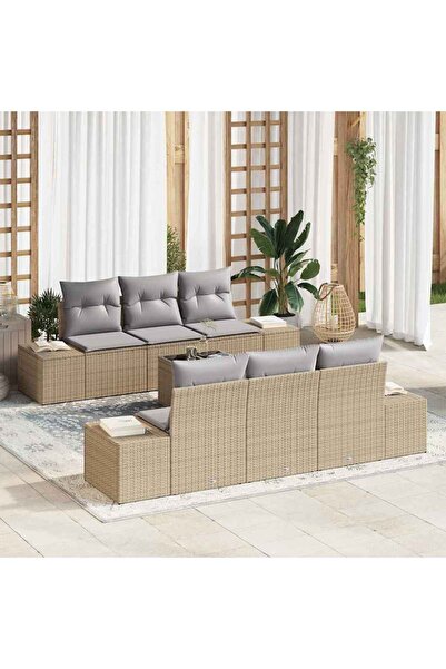 vidaxl Set de canapele pentru gradina 8 pcs Bej È™i gri poliratan