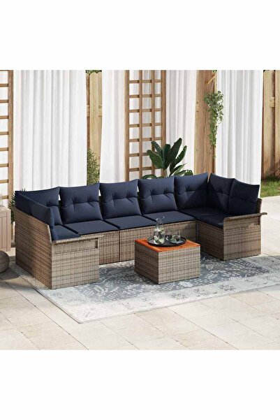 vidaxl Set de canapele pentru gradina cu perna 8 pcs Gri poliratan