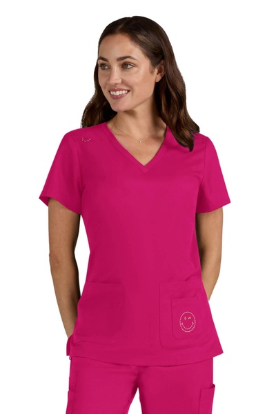KOI Happiness SmileyWorld Bluză medicală pentru femei Blissful, Roz intens (S...