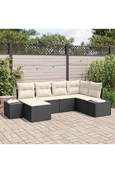 vidaxl Set de canapele pentru gradina 6 pcs Negru È™i Crem poliratan