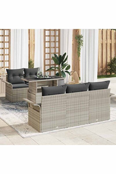 vidaxl Set de canapele pentru gradina 6 pcs Gri deschis poliratan