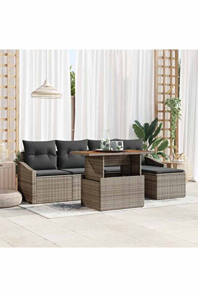 vidaxl Set de canapele pentru gradina 6 pcs Gri Rattan poli