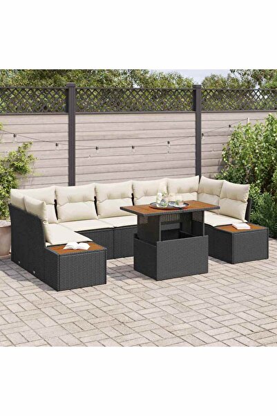 vidaxl Set de canapele pentru gradina 8 pcs Negru Rattan poli