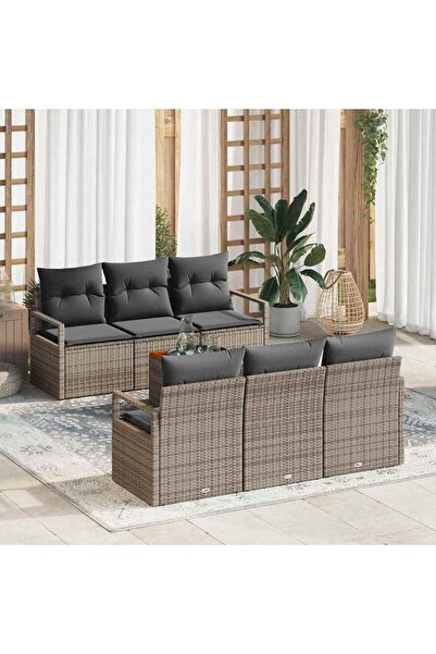 vidaxl Set de canapele pentru gradina 7 pcs Gri poliratan