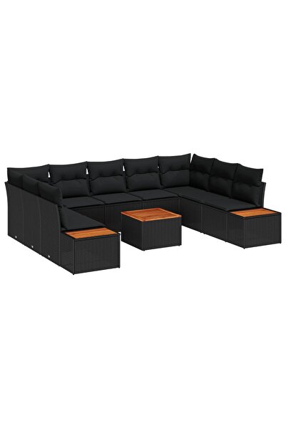 vidaxl Set de canapele pentru gradina 10 pcs Negru Rattan poli