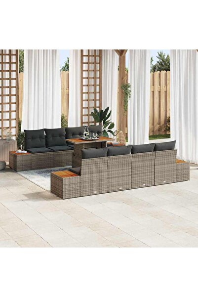 vidaxl Set de canapele pentru gradina 9 pcs Gri Rattan poli