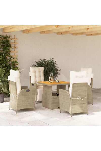 vidaxl Set mobilier de gradina cu perne, 5 piese, bej, poliratan