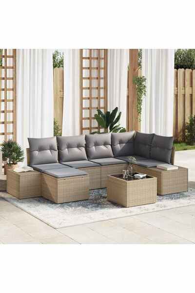 vidaxl Set de canapele pentru gradina 6 pcs Beige È™i gri deschis