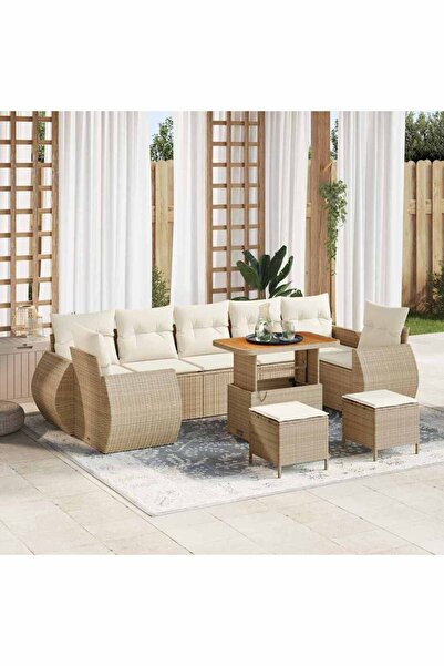 vidaxl Set de canapele pentru gradina 10 pcs Bej poliratan