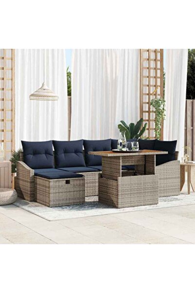 vidaxl Set de canapele pentru gradina 7 pcs Gri poliratan