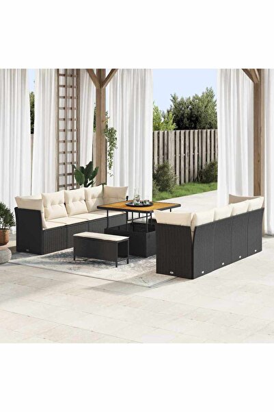 vidaxl Set de canapele pentru gradina 11 pcs Negru poliratan