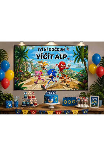 Renkli İzler Kişiye Özel Sonic Boom Temalı Doğum Günü Afişi Sevimli Büyük Pan...