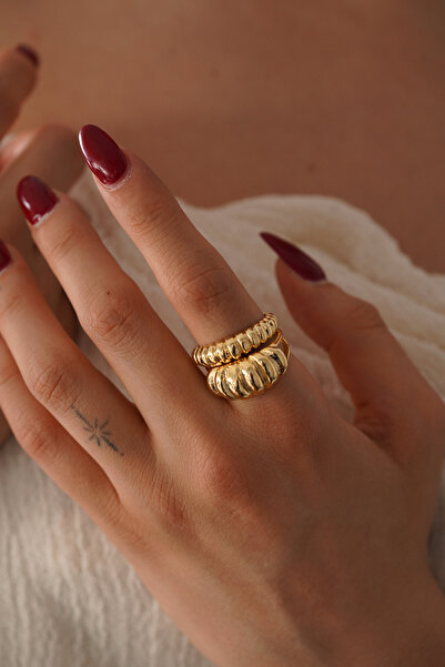 AŞIK ACCESSORIES Set of 2 Twisted Rings