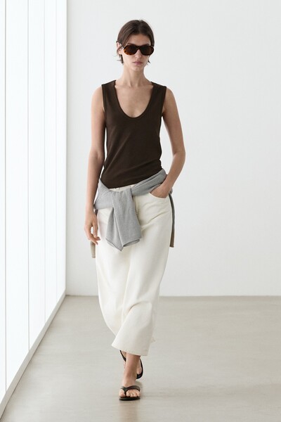 Massimo Dutti Kolsuz V yaka t-shirt