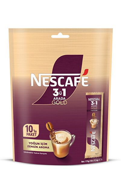 Nescafe نسكافيه 3 في 1 جولد إنتيند، عبوة متعددة تحتوي على 10 عبوات (4 قطع)