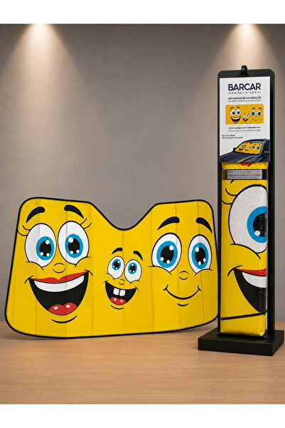 BARCAR Metalize Baskılı Ön Cam Güneşliği - Emoji