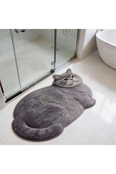GrandmasHandmade Şişman Kedi Şekilli Peluş Kedi Paspası BÜYÜK BOY! 50x80 cm -...